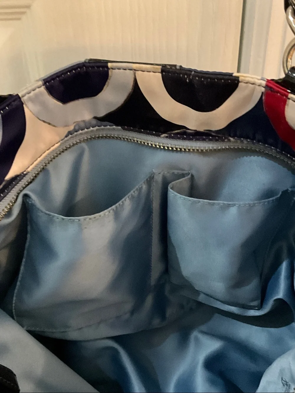 Coach Navy Red White Circle-Print Chain Handle bag purse